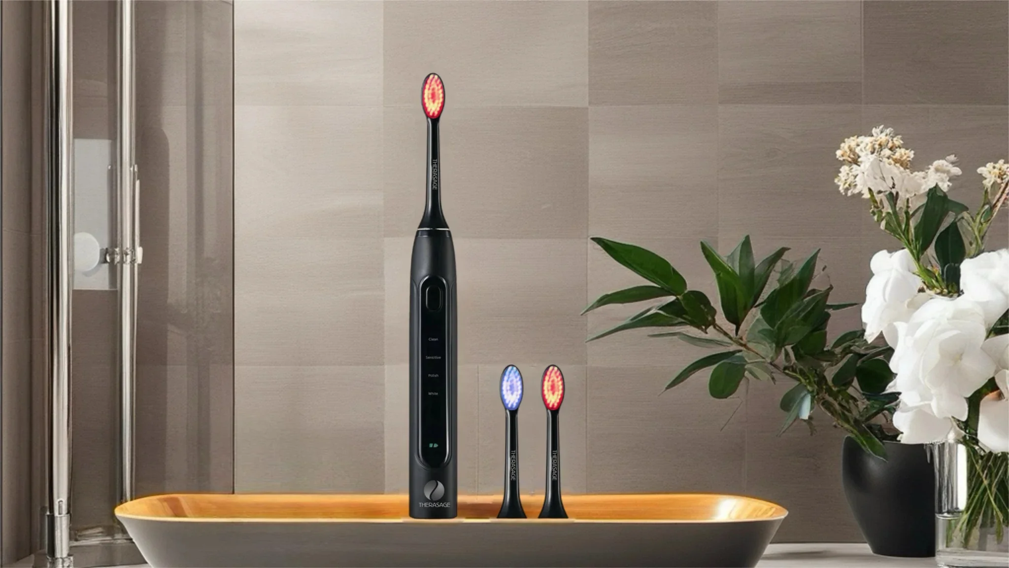 Sonic Toothbrush with Red, Blue &amp; Near-Infrared Light for Daily Oral Care Support