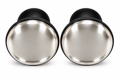 Dual Large Electrode Set - front view, smooth silver faces